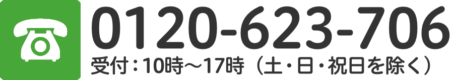 電話番号は0120-623-706、受付は10時から17時（土曜日、日曜日、祝日を除く）